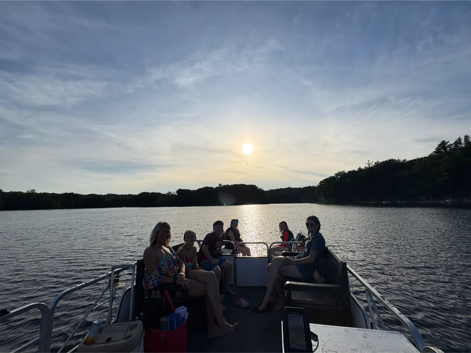 beautiful family on boat