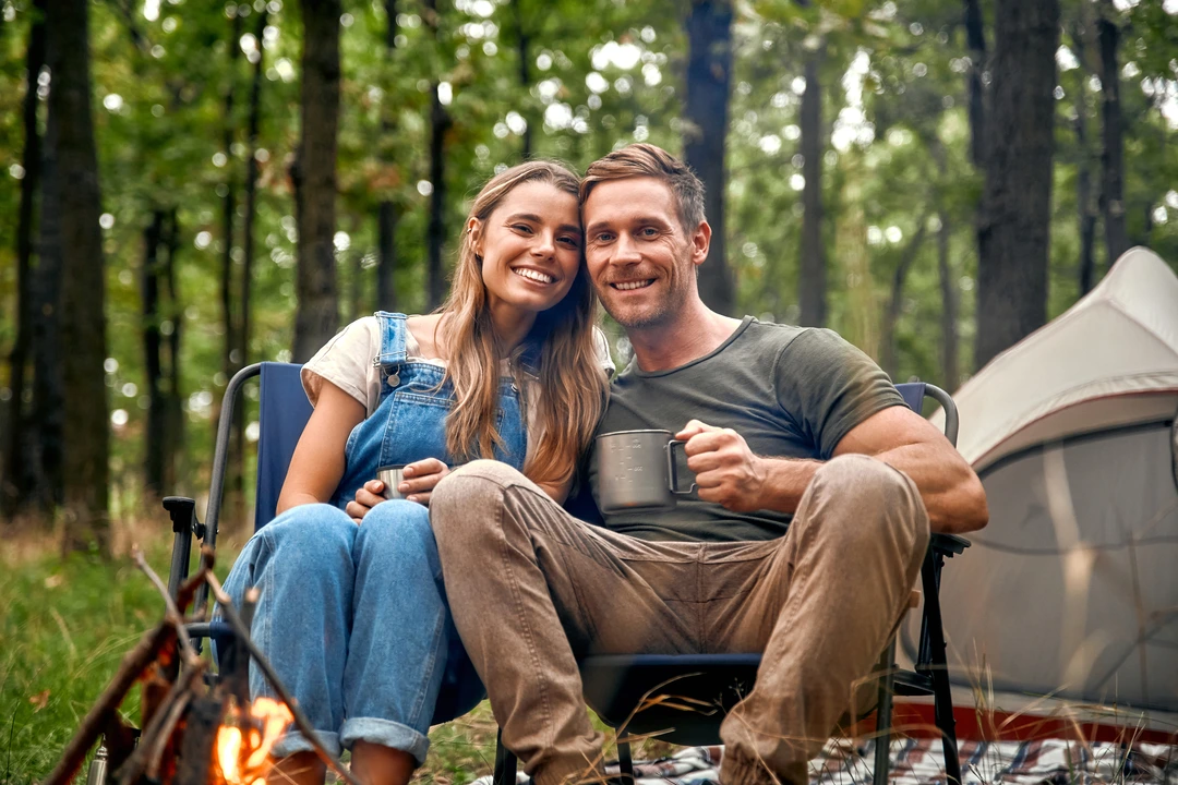 Guests enjoying a glamping stay
